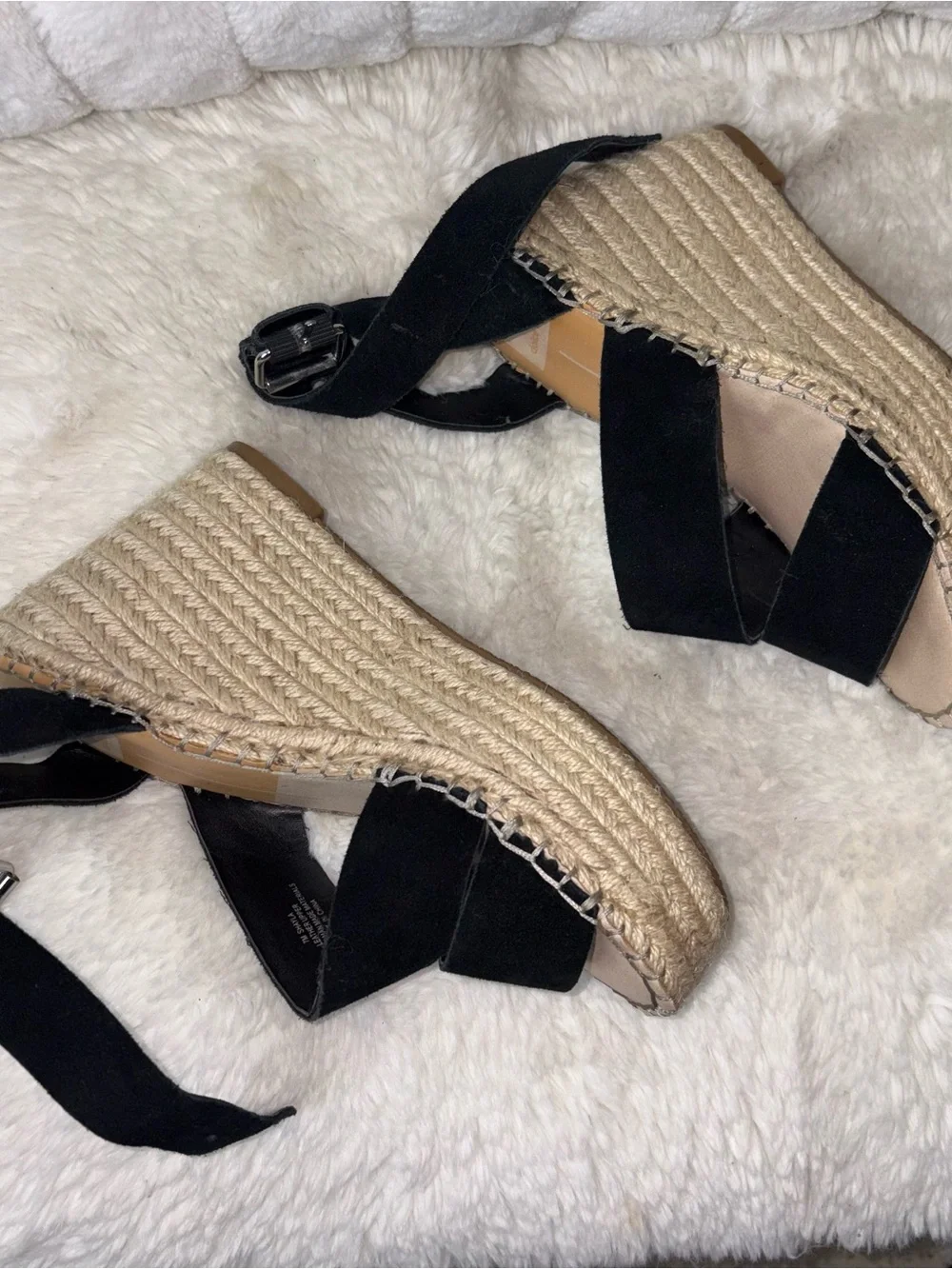 Dolce Vita Black Suede Espadrille Wedge Sandals